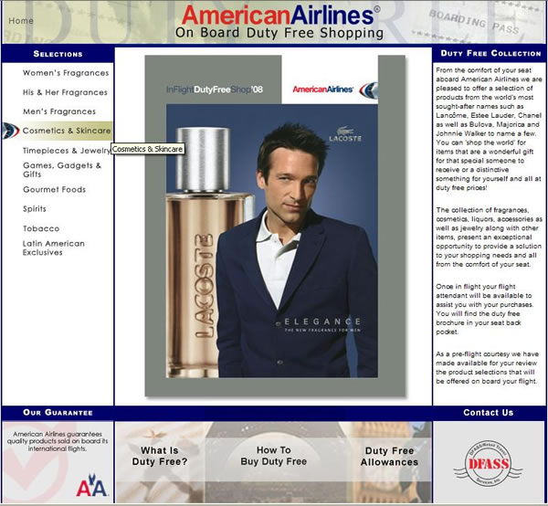 Website of the week American Airlines On Board Duty Free Shopping 17